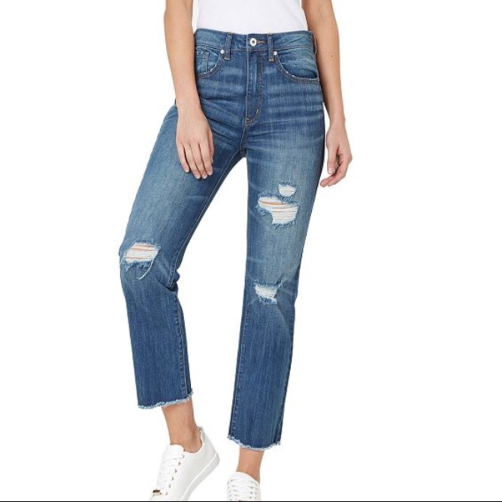 Numero Ripped High Rise Frayed-Hem Denim Jeans